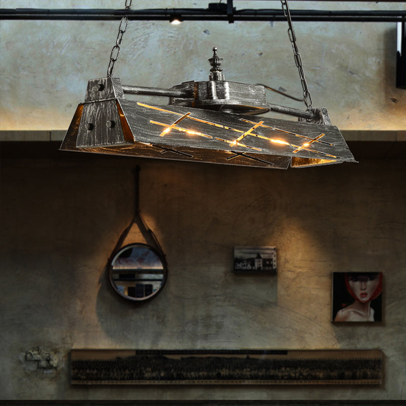 Metal Hollow-out Suspension Lamp Industrial 4-Light Dining Room Island Light Fixture Clearhalo 'Ceiling Lights' 'Island Lights' Lighting' 2461919