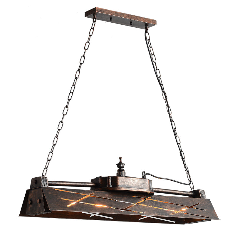 Metal Hollow-out Suspension Lamp Industrial 4-Light Dining Room Island Light Fixture Clearhalo 'Ceiling Lights' 'Island Lights' Lighting' 2461923