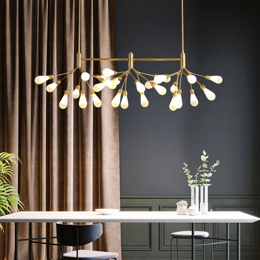 Brass Finish Firefly Suspension Light Postmodern 27 Lights Glass Island Light Fixture White Clearhalo 'Ceiling Lights' 'Island Lights' Lighting' 2461927