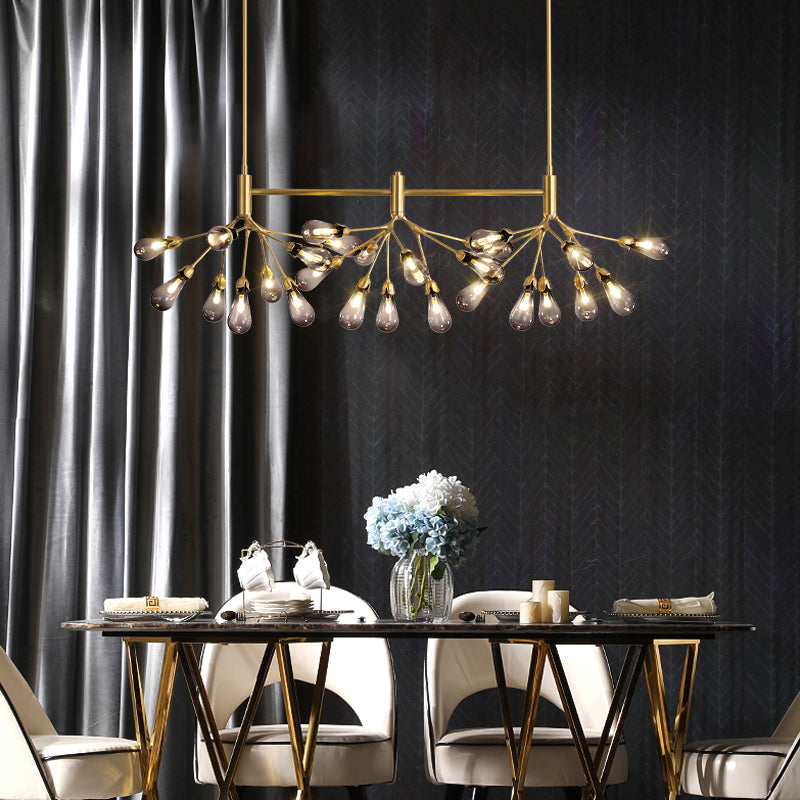 Brass Finish Firefly Suspension Light Postmodern 27 Lights Glass Island Light Fixture Clearhalo 'Ceiling Lights' 'Island Lights' Lighting' 2461929