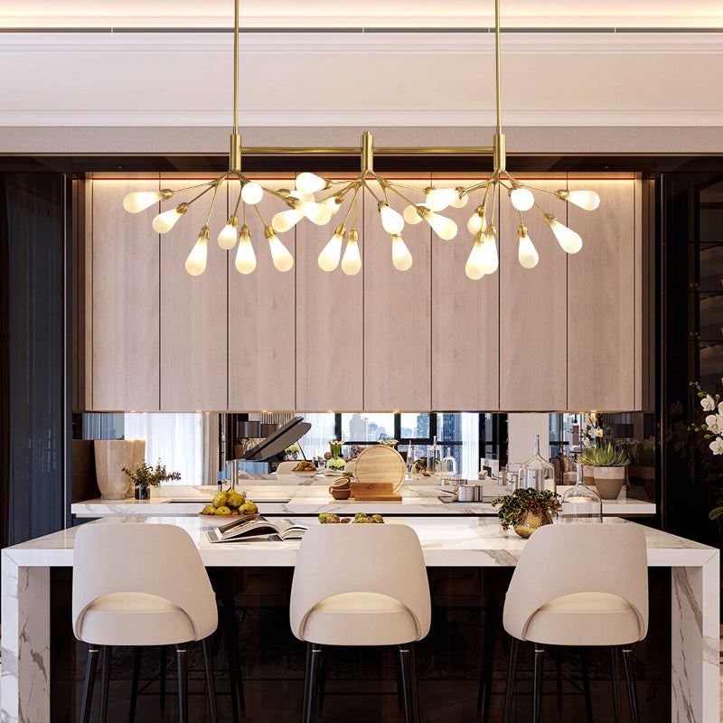 Brass Finish Firefly Suspension Light Postmodern 27 Lights Glass Island Light Fixture Clearhalo 'Ceiling Lights' 'Island Lights' Lighting' 2461930