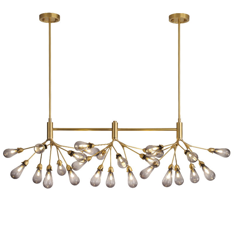 Brass Finish Firefly Suspension Light Postmodern 27 Lights Glass Island Light Fixture Clearhalo 'Ceiling Lights' 'Island Lights' Lighting' 2461931