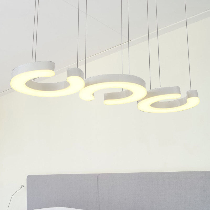 C-Shaped Hanging Light Kit Minimalist Metal LED White Ceiling Pendant Lamp in Warm/White Light with Round/Linear Canopy Clearhalo 'Ceiling Lights' 'Modern Pendants' 'Modern' 'Pendant Lights' 'Pendants' Lighting' 246197