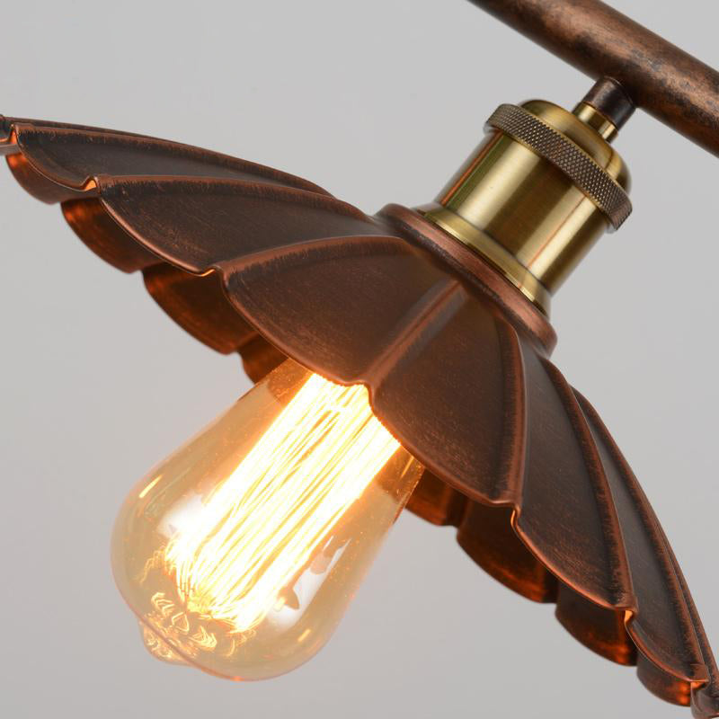 Rust Scalloped Suspended Lighting Fixture Industrial Metal 3-Bulb Bistro over Island Lighting Clearhalo 'Ceiling Lights' 'Island Lights' Lighting' 2462007