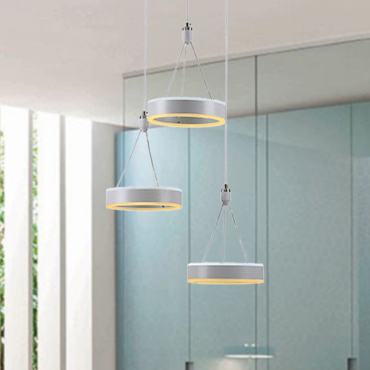 Minimalist Ring Acrylic Drop Pendant 3-Head Cluster Ceiling Light in Silver for Dining Room Silver Clearhalo 'Modern wall lights' 'Modern' 'Wall Lamps & Sconces' 'Wall Lights' Lighting' 246201