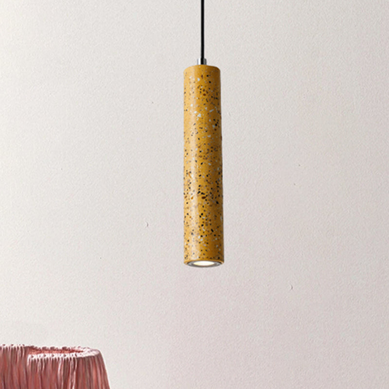 Concrete Tube Pendant Lighting Nordic 1 Light Black/White/Yellow Suspension Light Clearhalo 'Ceiling Lights' 'Modern Pendants' 'Modern' 'Pendant Lights' 'Pendants' Lighting' 246214