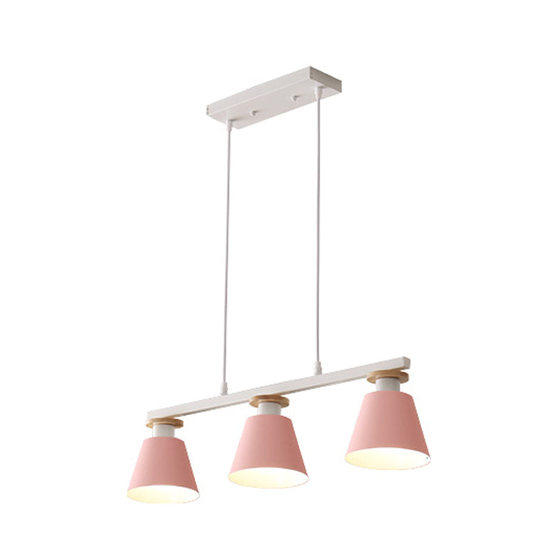 Trifle Cup Dining Room Suspension Lamp Metal 3-Light Macaron Island Pendant Light Pink Clearhalo 'Ceiling Lights' 'Island Lights' Lighting' 2462147