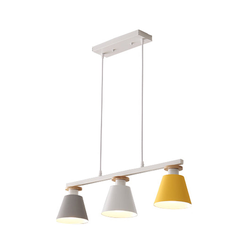 Trifle Cup Dining Room Suspension Lamp Metal 3-Light Macaron Island Pendant Light Gray-Yellow Clearhalo 'Ceiling Lights' 'Island Lights' Lighting' 2462149