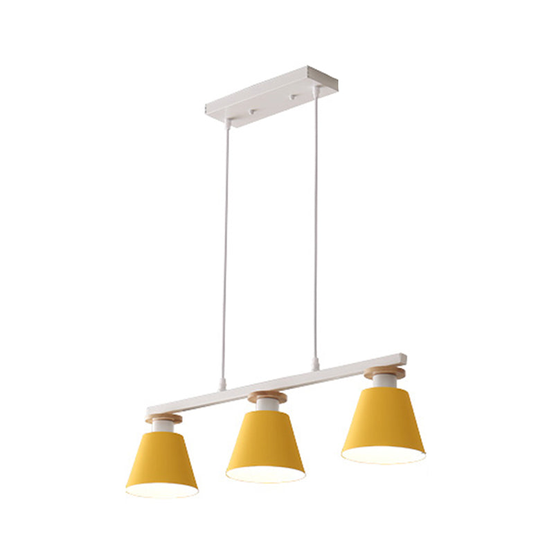 Trifle Cup Dining Room Suspension Lamp Metal 3-Light Macaron Island Pendant Light Yellow Clearhalo 'Ceiling Lights' 'Island Lights' Lighting' 2462151