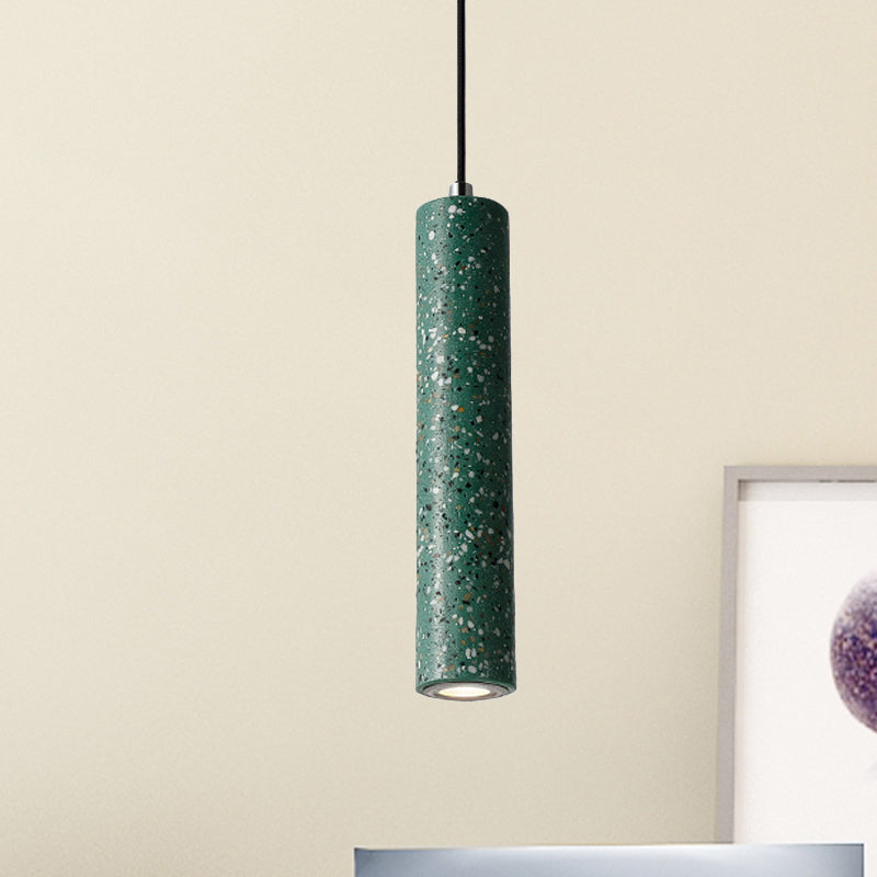 Concrete Tube Pendant Lighting Nordic 1 Light Black/White/Yellow Suspension Light Green Clearhalo 'Ceiling Lights' 'Modern Pendants' 'Modern' 'Pendant Lights' 'Pendants' Lighting' 246217