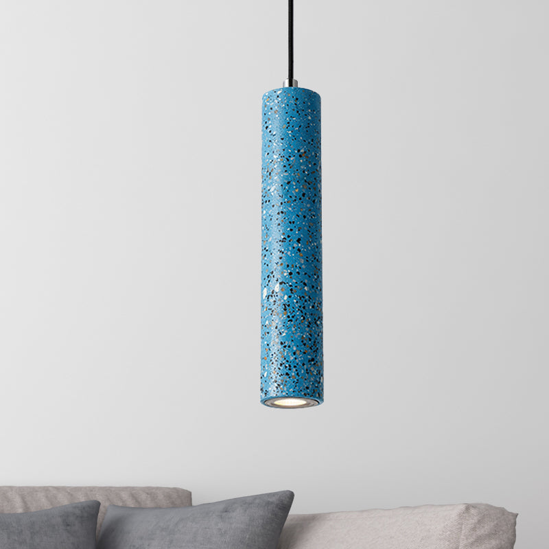 Concrete Tube Pendant Lighting Nordic 1 Light Black/White/Yellow Suspension Light Blue Clearhalo 'Ceiling Lights' 'Modern Pendants' 'Modern' 'Pendant Lights' 'Pendants' Lighting' 246219