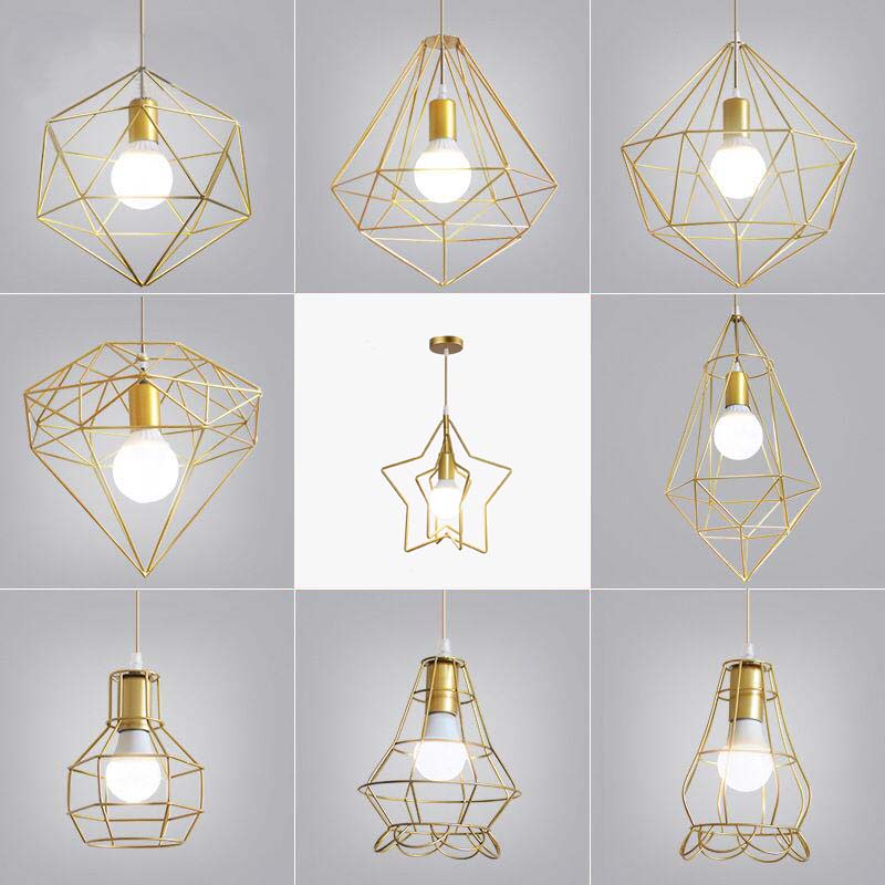 Metal Wire Cage Hanging Lamp Nordic Style Single Dining Room Ceiling Pendant Light in Gold Clearhalo 'Art Deco Pendants' 'Cast Iron' 'Ceiling Lights' 'Ceramic' 'Crystal' 'Industrial Pendants' 'Industrial' 'Metal' 'Middle Century Pendants' 'Pendant Lights' 'Pendants' 'Tiffany' Lighting' 2462211