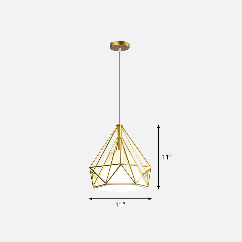 Metal Wire Cage Hanging Lamp Nordic Style Single Dining Room Ceiling Pendant Light in Gold Clearhalo 'Art Deco Pendants' 'Cast Iron' 'Ceiling Lights' 'Ceramic' 'Crystal' 'Industrial Pendants' 'Industrial' 'Metal' 'Middle Century Pendants' 'Pendant Lights' 'Pendants' 'Tiffany' Lighting' 2462226