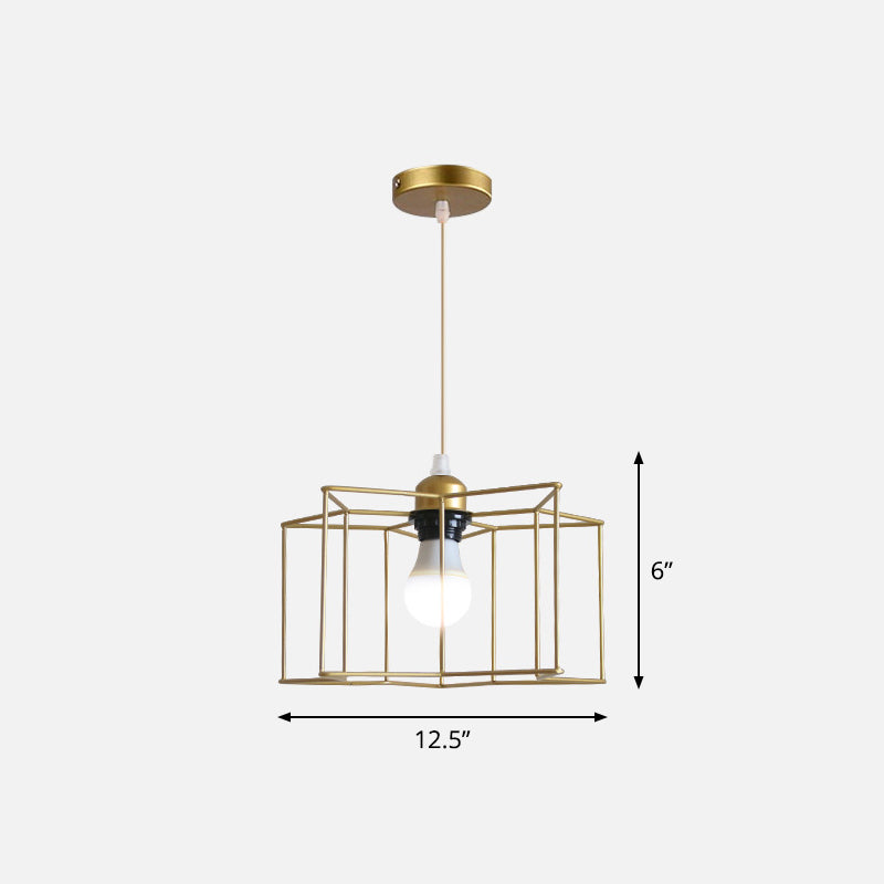 Metal Wire Cage Hanging Lamp Nordic Style Single Dining Room Ceiling Pendant Light in Gold Clearhalo 'Art Deco Pendants' 'Cast Iron' 'Ceiling Lights' 'Ceramic' 'Crystal' 'Industrial Pendants' 'Industrial' 'Metal' 'Middle Century Pendants' 'Pendant Lights' 'Pendants' 'Tiffany' Lighting' 2462228
