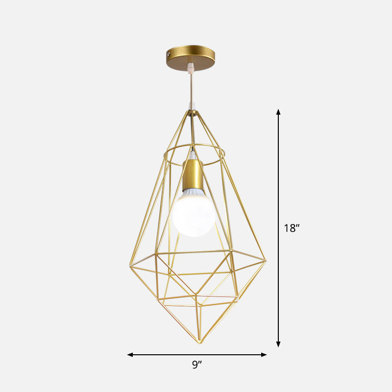 Metal Wire Cage Hanging Lamp Nordic Style Single Dining Room Ceiling Pendant Light in Gold Clearhalo 'Art Deco Pendants' 'Cast Iron' 'Ceiling Lights' 'Ceramic' 'Crystal' 'Industrial Pendants' 'Industrial' 'Metal' 'Middle Century Pendants' 'Pendant Lights' 'Pendants' 'Tiffany' Lighting' 2462230