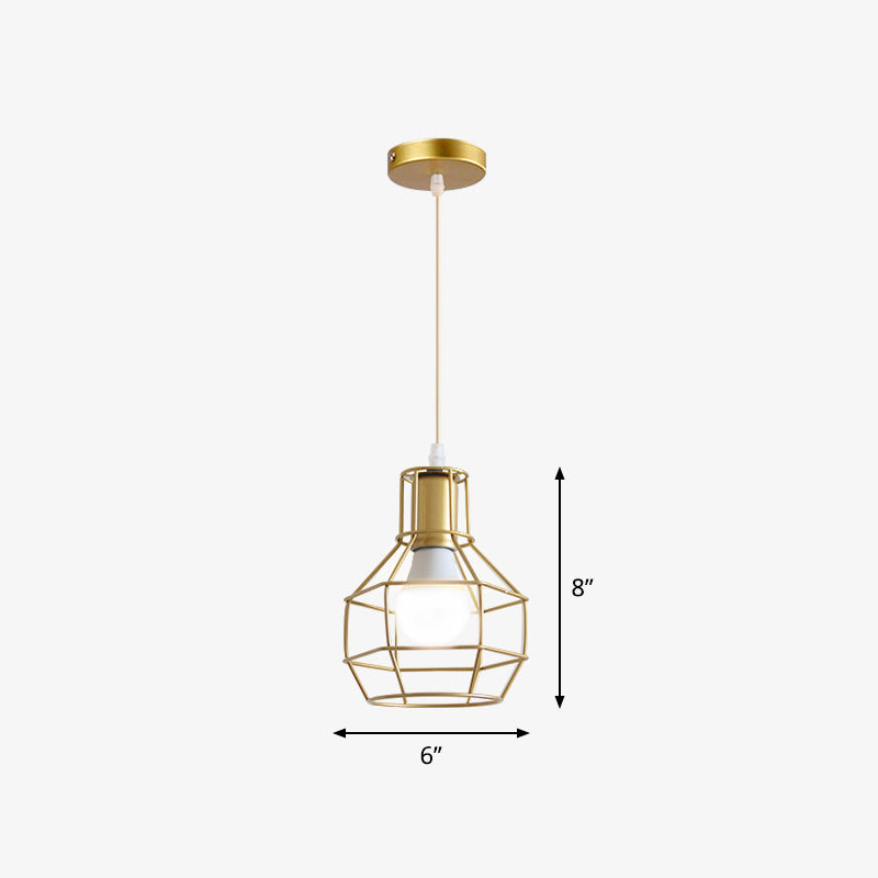 Metal Wire Cage Hanging Lamp Nordic Style Single Dining Room Ceiling Pendant Light in Gold Clearhalo 'Art Deco Pendants' 'Cast Iron' 'Ceiling Lights' 'Ceramic' 'Crystal' 'Industrial Pendants' 'Industrial' 'Metal' 'Middle Century Pendants' 'Pendant Lights' 'Pendants' 'Tiffany' Lighting' 2462236