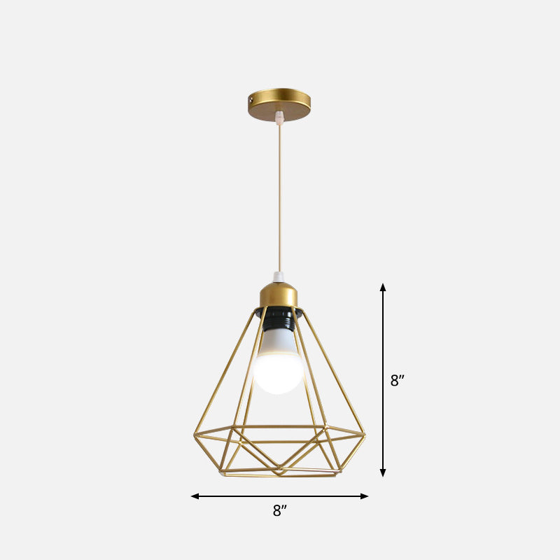 Metal Wire Cage Hanging Lamp Nordic Style Single Dining Room Ceiling Pendant Light in Gold Clearhalo 'Art Deco Pendants' 'Cast Iron' 'Ceiling Lights' 'Ceramic' 'Crystal' 'Industrial Pendants' 'Industrial' 'Metal' 'Middle Century Pendants' 'Pendant Lights' 'Pendants' 'Tiffany' Lighting' 2462237
