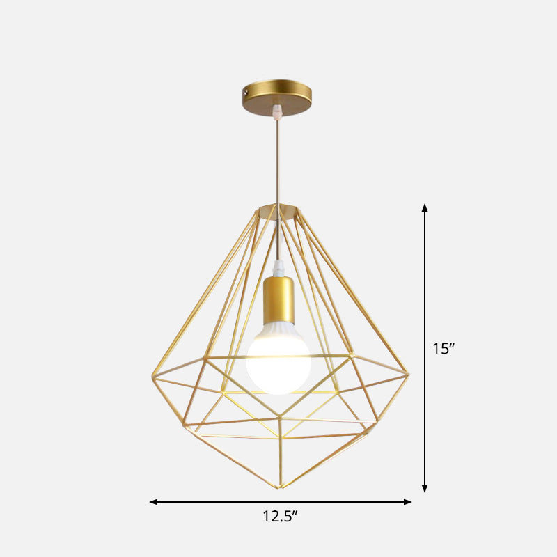 Metal Wire Cage Hanging Lamp Nordic Style Single Dining Room Ceiling Pendant Light in Gold Clearhalo 'Art Deco Pendants' 'Cast Iron' 'Ceiling Lights' 'Ceramic' 'Crystal' 'Industrial Pendants' 'Industrial' 'Metal' 'Middle Century Pendants' 'Pendant Lights' 'Pendants' 'Tiffany' Lighting' 2462239