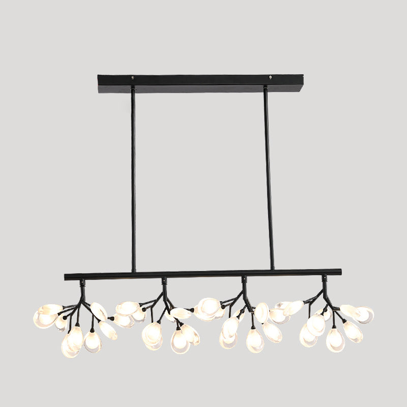 Glowworm Island Lighting Fixture Simplicity Acrylic 36 Bulbs Dining Room Ceiling Light Black Clearhalo 'Ceiling Lights' 'Island Lights' Lighting' 2462429