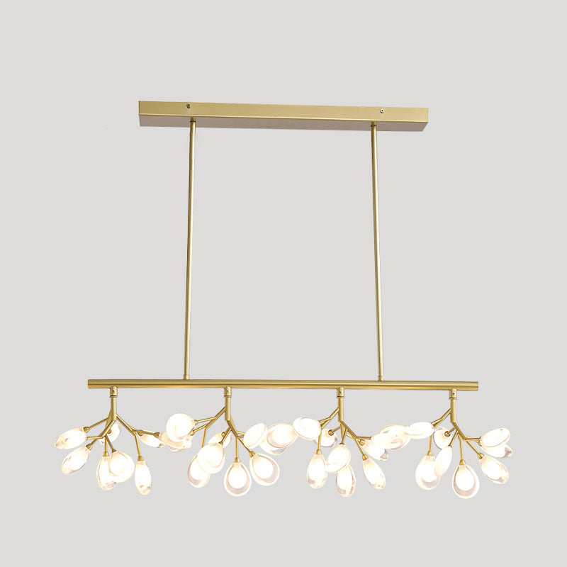 Glowworm Island Lighting Fixture Simplicity Acrylic 36 Bulbs Dining Room Ceiling Light Gold Clearhalo 'Ceiling Lights' 'Island Lights' Lighting' 2462430