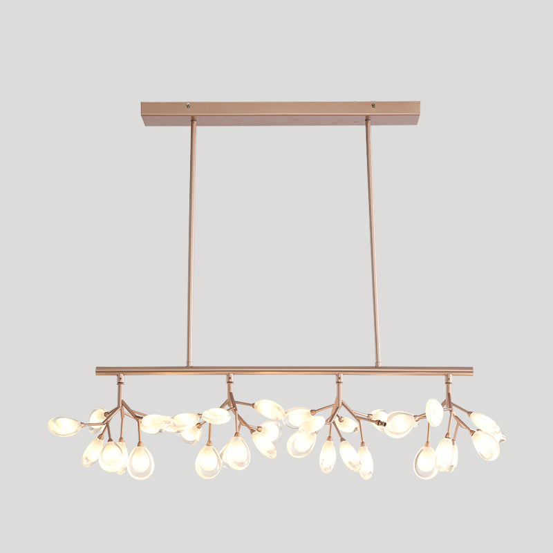 Glowworm Island Lighting Fixture Simplicity Acrylic 36 Bulbs Dining Room Ceiling Light Rose Gold Clearhalo 'Ceiling Lights' 'Island Lights' Lighting' 2462432