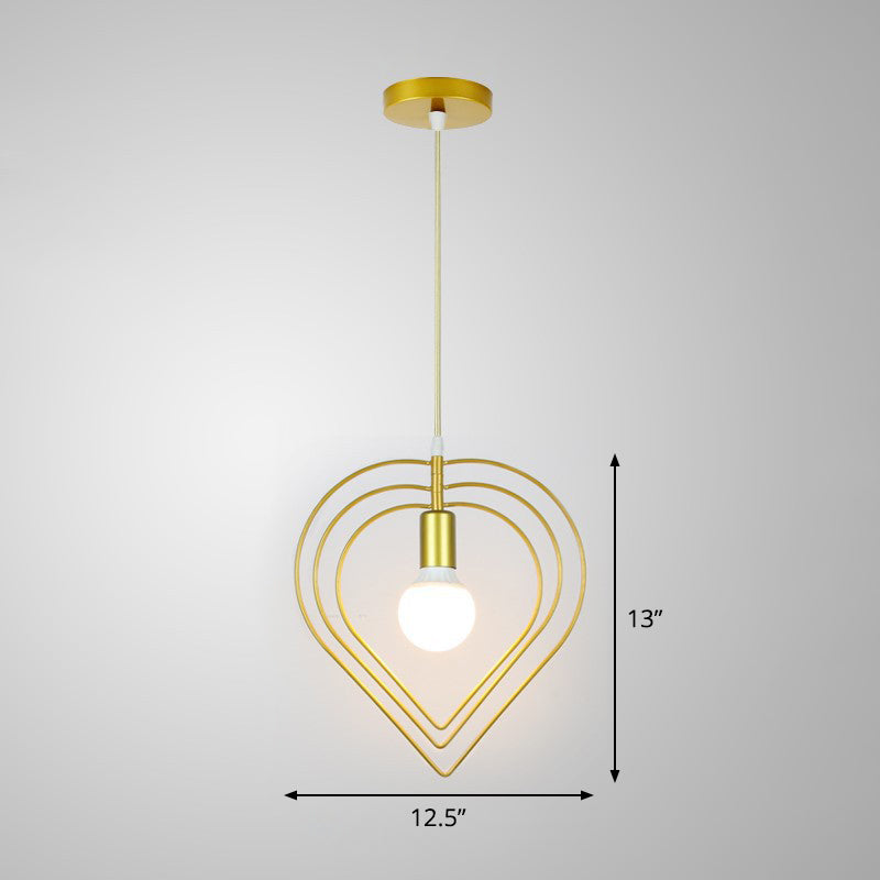 Gold Cage Frame Pendant Ceiling Light Nordic Metal 1 Bulb Dining Room Suspension Light Clearhalo 'Art Deco Pendants' 'Cast Iron' 'Ceiling Lights' 'Ceramic' 'Crystal' 'Industrial Pendants' 'Industrial' 'Metal' 'Middle Century Pendants' 'Pendant Lights' 'Pendants' 'Tiffany' Lighting' 2462476