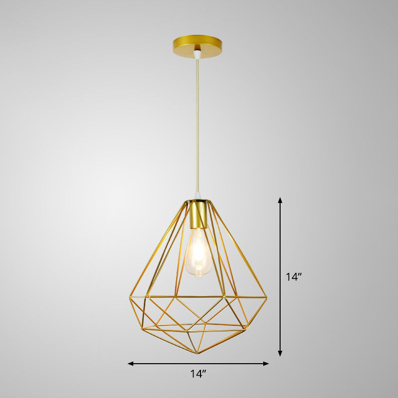 Gold Cage Frame Pendant Ceiling Light Nordic Metal 1 Bulb Dining Room Suspension Light Clearhalo 'Art Deco Pendants' 'Cast Iron' 'Ceiling Lights' 'Ceramic' 'Crystal' 'Industrial Pendants' 'Industrial' 'Metal' 'Middle Century Pendants' 'Pendant Lights' 'Pendants' 'Tiffany' Lighting' 2462477