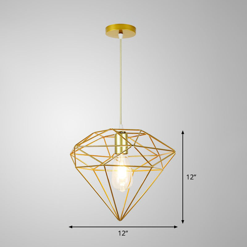 Gold Cage Frame Pendant Ceiling Light Nordic Metal 1 Bulb Dining Room Suspension Light Clearhalo 'Art Deco Pendants' 'Cast Iron' 'Ceiling Lights' 'Ceramic' 'Crystal' 'Industrial Pendants' 'Industrial' 'Metal' 'Middle Century Pendants' 'Pendant Lights' 'Pendants' 'Tiffany' Lighting' 2462478