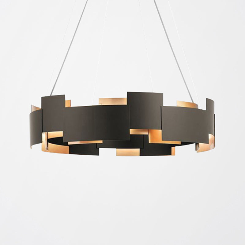 Splicing Metal Pendant Chandelier Postmodern Black and Gold Inner Suspension Light Clearhalo 'Ceiling Lights' 'Chandeliers' 'Modern Chandeliers' 'Modern' Lighting' 2462483