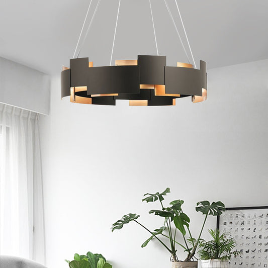 Splicing Metal Pendant Chandelier Postmodern Black and Gold Inner Suspension Light Clearhalo 'Ceiling Lights' 'Chandeliers' 'Modern Chandeliers' 'Modern' Lighting' 2462485
