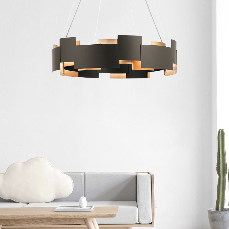 Splicing Metal Pendant Chandelier Postmodern Black and Gold Inner Suspension Light Clearhalo 'Ceiling Lights' 'Chandeliers' 'Modern Chandeliers' 'Modern' Lighting' 2462486