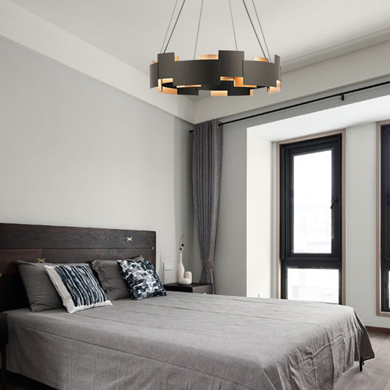 Splicing Metal Pendant Chandelier Postmodern Black and Gold Inner Suspension Light Clearhalo 'Ceiling Lights' 'Chandeliers' 'Modern Chandeliers' 'Modern' Lighting' 2462488