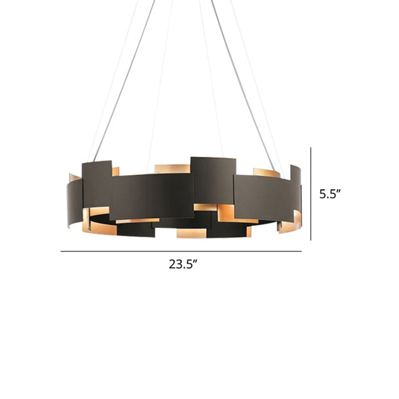 Splicing Metal Pendant Chandelier Postmodern Black and Gold Inner Suspension Light Clearhalo 'Ceiling Lights' 'Chandeliers' 'Modern Chandeliers' 'Modern' Lighting' 2462489