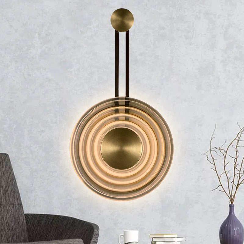 Bell Metal and Clear Glass Shaded LED Sconce Light Golden Living Room Wall Mount Light Fixture Gold Clearhalo 'Cast Iron' 'Glass' 'Industrial' 'Modern wall lights' 'Modern' 'Tiffany' 'Traditional wall lights' 'Wall Lamps & Sconces' 'Wall Lights' Lighting' 246249