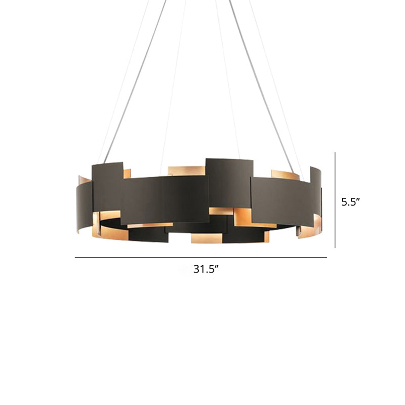 Splicing Metal Pendant Chandelier Postmodern Black and Gold Inner Suspension Light Clearhalo 'Ceiling Lights' 'Chandeliers' 'Modern Chandeliers' 'Modern' Lighting' 2462490