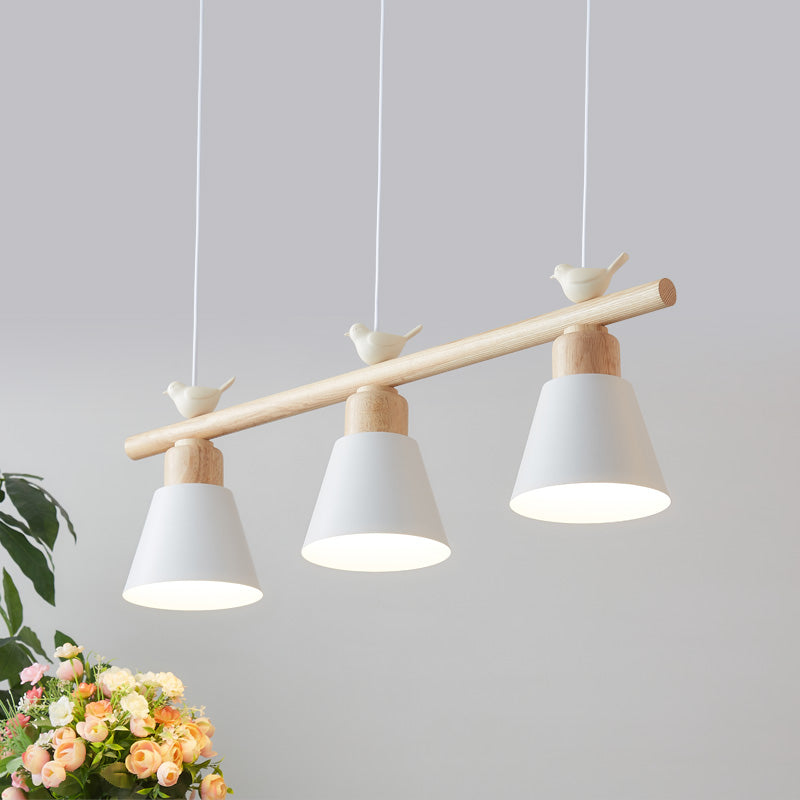 Nordic Shaded Hanging Island Light Metal 3-Head Dining Room Drop Pendant with Bird Decor Clearhalo 'Ceiling Lights' 'Island Lights' Lighting' 2462528