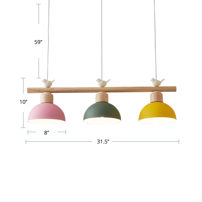 Nordic Shaded Hanging Island Light Metal 3-Head Dining Room Drop Pendant with Bird Decor Clearhalo 'Ceiling Lights' 'Island Lights' Lighting' 2462545