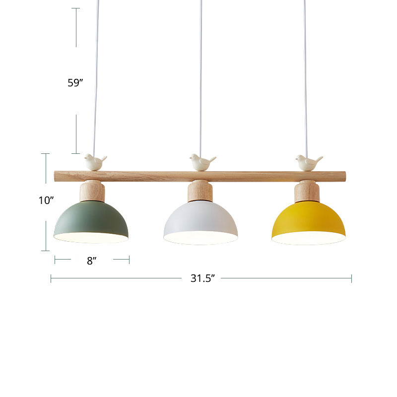 Nordic Shaded Hanging Island Light Metal 3-Head Dining Room Drop Pendant with Bird Decor Clearhalo 'Ceiling Lights' 'Island Lights' Lighting' 2462546