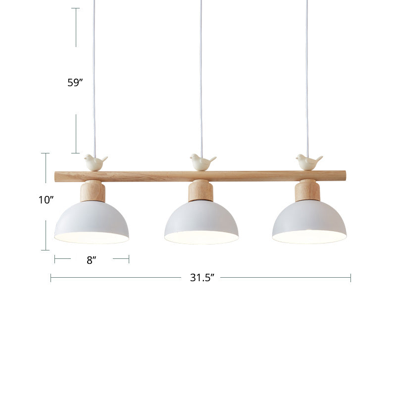 Nordic Shaded Hanging Island Light Metal 3-Head Dining Room Drop Pendant with Bird Decor Clearhalo 'Ceiling Lights' 'Island Lights' Lighting' 2462548