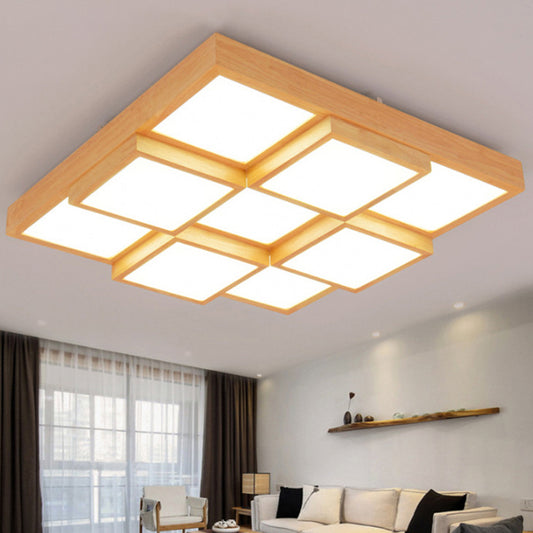 Check Flush Mount Ceiling Fixture Minimalist Wooden LED Flush Mount Light for Living Room 9 Wood Clearhalo 'Ceiling Lights' 'Close To Ceiling Lights' 'Close to ceiling' 'Flush mount' Lighting' 2462641