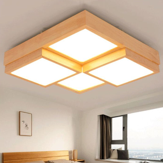 Check Flush Mount Ceiling Fixture Minimalist Wooden LED Flush Mount Light for Living Room 4 Wood Clearhalo 'Ceiling Lights' 'Close To Ceiling Lights' 'Close to ceiling' 'Flush mount' Lighting' 2462644