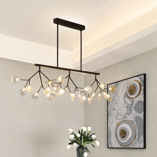 Minimalist Firefly Island Lamp Glass 27-Bulb Dining Room Suspended Lighting Fixture Clearhalo 'Ceiling Lights' 'Island Lights' Lighting' 2462661