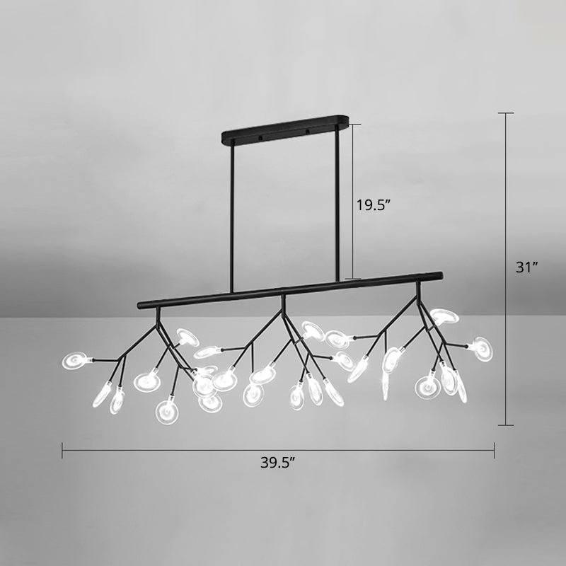 Minimalist Firefly Island Lamp Glass 27-Bulb Dining Room Suspended Lighting Fixture Clearhalo 'Ceiling Lights' 'Island Lights' Lighting' 2462664