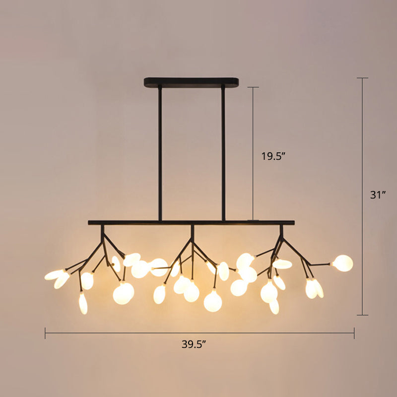 Minimalist Firefly Island Lamp Glass 27-Bulb Dining Room Suspended Lighting Fixture Clearhalo 'Ceiling Lights' 'Island Lights' Lighting' 2462666