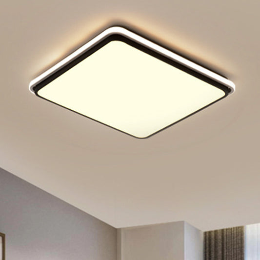 16"/19.5"/35.5" Wide Black and White Square/Rectangle Flush Lamp Modernist Led Acrylic Flush Mount Ceiling Light in White/Warm Light Black-White Warm Clearhalo 'Ceiling Lights' 'Close To Ceiling Lights' 'Close to ceiling' 'Flush mount' Lighting' 246266