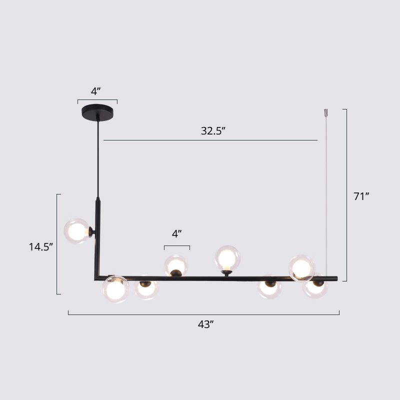 Ball Hanging Island Light Postmodern Glass Suspension Pendant Light for Dining Room Clearhalo 'Ceiling Lights' 'Island Lights' Lighting' 2462763