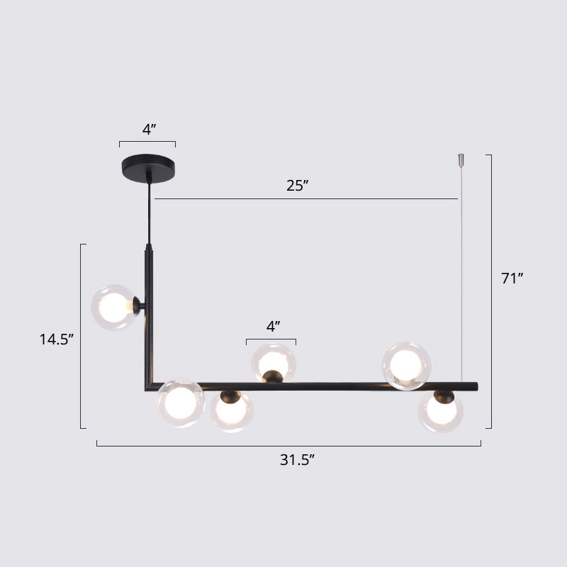 Ball Hanging Island Light Postmodern Glass Suspension Pendant Light for Dining Room Clearhalo 'Ceiling Lights' 'Island Lights' Lighting' 2462767