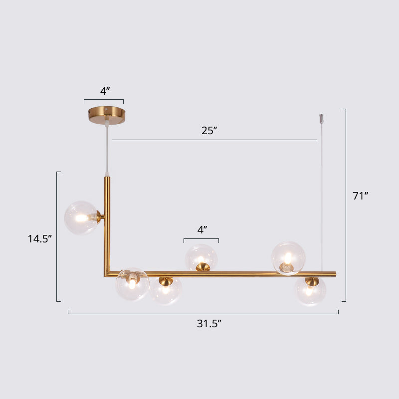 Ball Hanging Island Light Postmodern Glass Suspension Pendant Light for Dining Room Clearhalo 'Ceiling Lights' 'Island Lights' Lighting' 2462768