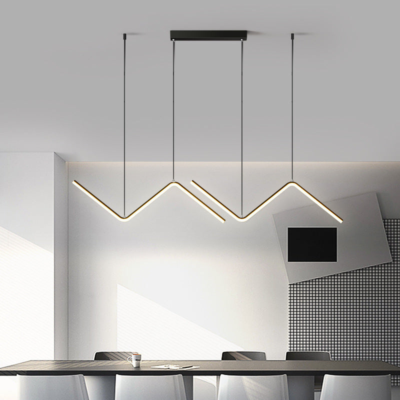 Minimalist Z Shaped Hanging Pendant Light Aluminum Restaurant LED Suspension Light Fixture Black Clearhalo 'Ceiling Lights' 'Modern Pendants' 'Modern' 'Pendant Lights' 'Pendants' Lighting' 2462772