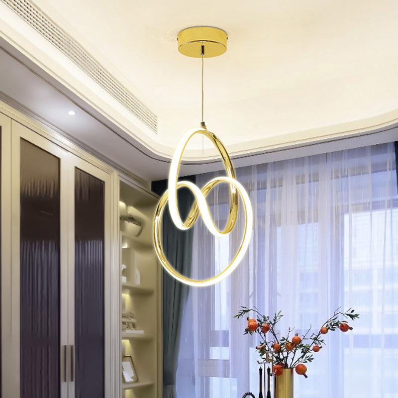 Interlocking Metal Chandelier Lamp Art Deco Gold Finish LED Suspension Lamp for Restaurant Clearhalo 'Ceiling Lights' 'Chandeliers' Lighting' 2462795